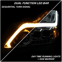 Phares LED noirs 12V 6000K avec clignotants séquentiels et feux de jour (DRL) pour Infiniti G37 Q60 Coupé 2008-2015 – Nouveaux
