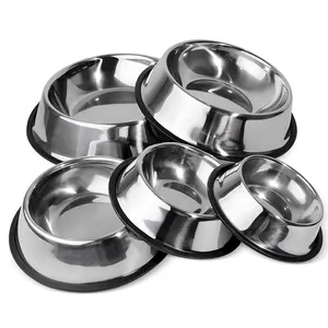 Manufacturer wholesale stainless steel travel dog bowls anti-slip