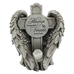 <b>Angel</b> <b>Wings</b> Cross Resin <b>Candle</b> Holder Commemorative Plaque Home Decoration - Product Image 1