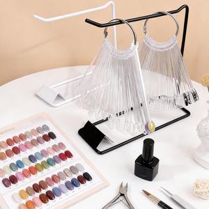 Expositor de Muestras de Esmalte de Uñas de 2 Colores, Plantilla de Gel <span class=keywords><strong>para</strong></span> Uñas, Soporte Metálico <span class=keywords><strong>para</strong></span> Práctica de Arte de Uñas, Paleta Acrílica - Product Image 1