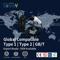 3,5KW 7KW Tragbares EV-Ladegerät Typ 1 Typ 2 GBT AC 220V IP65 0-32A Plug-and-Play Heim-EV-Ladestation Ladekabel