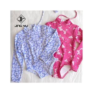 Traje de Baño JINGYU Personalizado para Niñas, Estampado Floral, Traje de Baño para Niños Pequeños, Protección Solar, Nailon Reciclable - Product Image 1