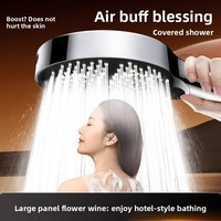 Pommeau de Douche Céramique Haute Pression à Jets Pluie/Massage, Réglable en Continu, Grand Panneau, Débit d'Eau Élevé, Design Luxe