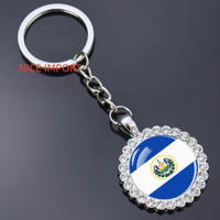 Porte-clés fleur en strass drapeau République Dominicaine, très populaire, pour sac à dos, décoration de clés, breloque de portefeuille, souvenir de voyage