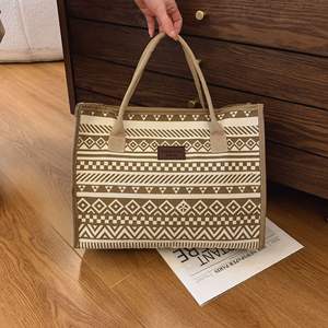 Sac fourre-tout de messager en toile de grande capacité de style folklorique rétro Sac à bandoulière simple pour femmes - Product Image 2