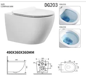 ชามเซรามิกพร้อมถังซ่อน WC-TRAP 2023เคลื่อนย้ายได้ห้องน้ำประหยัดพื้นที่ผนังไร้ขอบแขวนห้องน้ำ