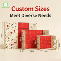 Boîte Cadeau de Noël Deluxe Personnalisée Vide pour Compte à Rebours de 24 Jours, Boîtes Surprise DIY pour les Fêtes, Lamination Mate, Gaufrage, Éponge