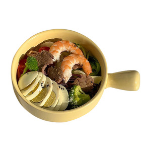 <b>Ceramic</b> Handle Bowl Set Solid Color 200ml Home Kitchen Dining Soup Salad Baking Bowl For Hotel Coffee <b>Tea</b> Use - Product Image 4