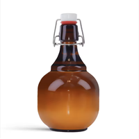 Bouteilles de bière et de boissons en verre ambré personnalisées de 380 ml, type Growler, avec bouchon à bascule et petite poignée
