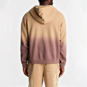 Sweat-shirt décontracté KingSen pour homme, coupe oversize, couleur dégradée, fermeture éclair intégrale, 100% coton French Terry, style streetwear, teinture dip dye - Product Image 5