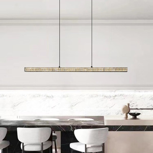Italian High-End Single <b>Light</b> <b>Dining</b> Room Chandelier Modern Minimalist Scandinavian Design Black Long Strip for Pendant <b>Lights</b> - Product Image 1