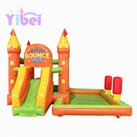 Château gonflable commercial combiné pour enfants avec toboggan et piscine à jets d'eau en PVC pour location événementielle avec souffleur
