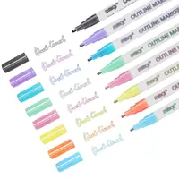 12 रंग/सेट ग्रीटिंग उपहार कार्ड ड्राइंग डबल लाइन रूपरेखा कलम सेट चमक रंग मार्करों जादू Outliner लाइन कला कलम