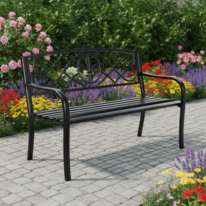 Panca <span class=keywords><strong>da</strong></span> <span class=keywords><strong>Giardino</strong></span> Lunga Nera Gotica Antifurto per Esterni con Fioriera Rialzata, Personalizzabile in <span class=keywords><strong>Dimensioni</strong></span> e Logo - Product Image 4