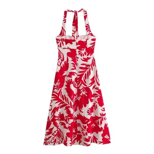Vestido de mujer ZA de verano 2026, nuevo, informal, sexy, sin espalda, con cordones, cuello halter, tejido digital, cintura natural, de estambre. - Product Image 2