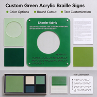 Plaque d'Introduction Personnalisée en Acrylique Vert avec Texte Braille, Affichage Creux, Texte Personnalisable, Marqueur Tactile pour Showroom Textile