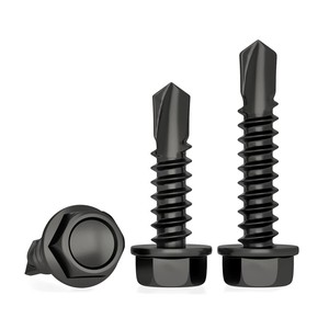 Viti Autoperforanti in Acciaio Inox 304/410 con Testa Esagonale Placcata in Zinco Nero, Metriche M4.8/M6.3 per Lamiera - Product Image 2