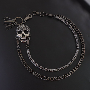 yueli Punk Metal <b>Skull</b> Waist Chain Double Layer Gunmetal Zinc Alloy Hip Hop Accessory Men's Fashion Body Chain - Product Image 1