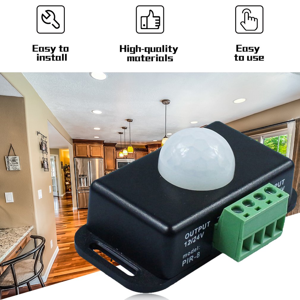 DC 12V 24V 8A Automatic Adjustable PIR Motion Sensor IR Infred Detector Switch Module Para Sa Led I.1343154636