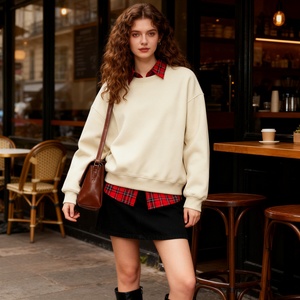 TKAN543D Sweat-shirt personnalisé brodé en 3D pour femmes Streetwear Blank Heavyweight Pull-over Luxe 100% coton uni essentiels - Product Image 1