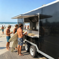 Camion de restauration rapide, cuisine mobile, camion de vente ambulante, norme américaine, café, glace, four à pizza, chariot à hot-dogs, barbecue, remorques alimentaires entièrement équipées