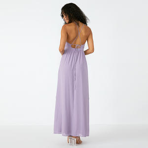 Personalizzato Viola Da Sposa Abito Da Damigella D'onore del Halter Chiffon Lungo Delle Donne <span class=keywords><strong>Abiti</strong></span> Da Damigella D'onore - Product Image 5