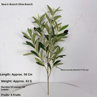 Branche d'olivier artificielle avec feuille unique et fruits, feuillage réaliste en tissu sérigraphié, 30cm-100cm, pour décoration de mariage, vente en gros