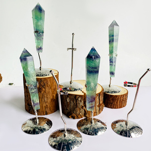 Nouvelle Arrivée : Pointe de Cristal de Fluorite Naturelle, Pierre de Guérison Spirituelle, Tours de Fluorite Colorées avec Support pour Décoration - Product Image 4