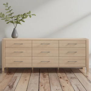 Meubles de chambre à coucher de haute qualité, couleur personnalisable, design américain moderne, commode à 9 tiroirs en chêne - Product Image 1