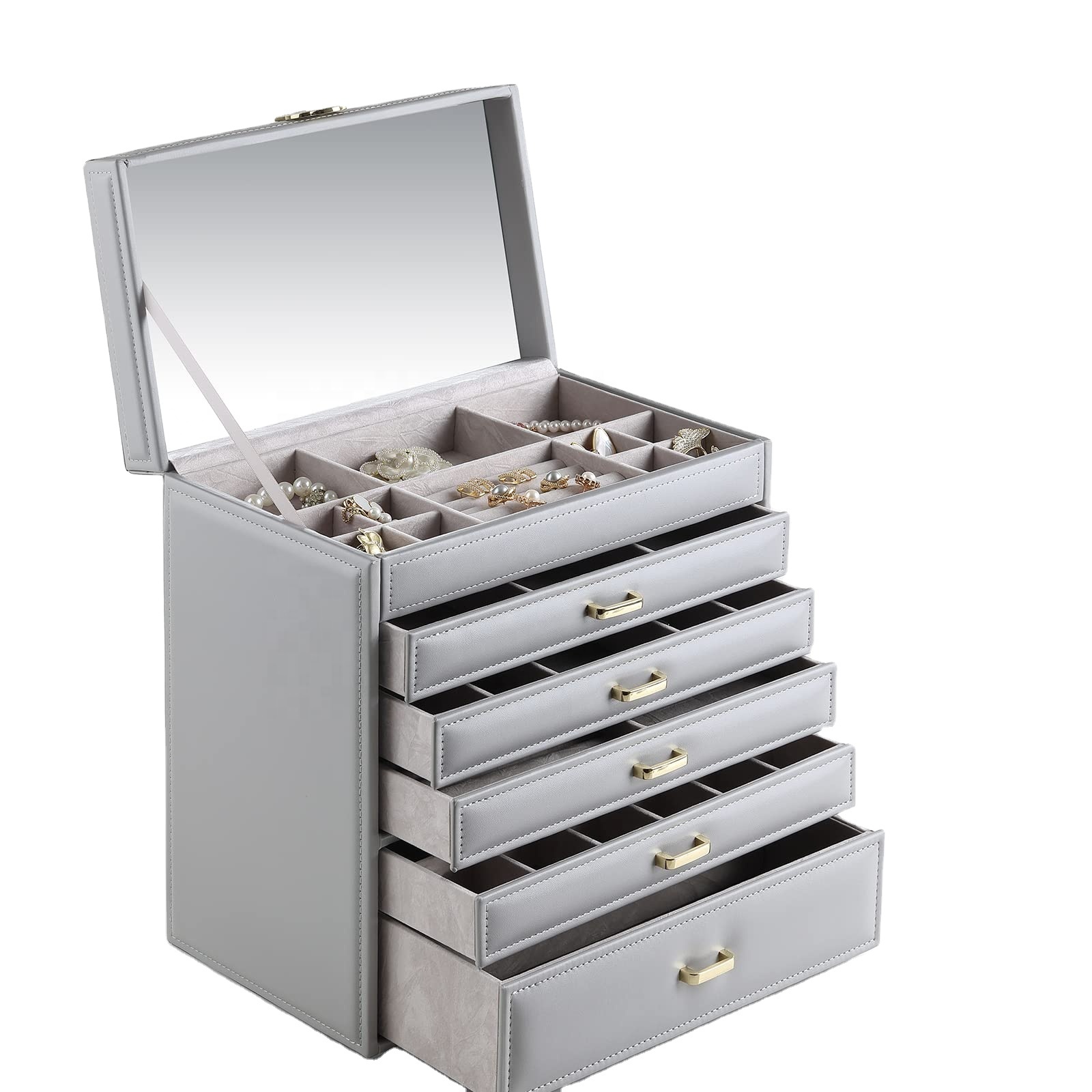 Organizador de joyas grande y grande, caja de joyería, soporte organizador con caja de almacenamiento