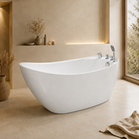 Baignoire balnéo ovale blanche, profonde, avec jets d'eau massants et douchette à main, sur mesure 150cm 170cm