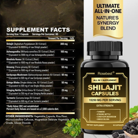 Rosebest Vente en gros Marque privée Qualité supérieure 8 en 1 Capsules d'Ashwagandha et de Shilajit véganes pures Extrait végétal Complément alimentaire