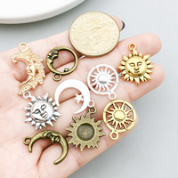 20 Piezas de Dijes de Aleación de Zinc de Cinco Colores, Dijes Retro de Sol, Luna y Estrella para Hacer Joyas, Venta al por Mayor, Accesorios para Collares y Pulseras DIY