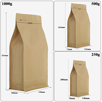 Torréfacteur de café 12oz 2lb 5lb Sacs d'emballage écologiques en grains de café Kraft Sacs à café à fond plat avec valve et fermeture éclair