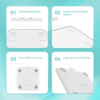 Báscula Digital Inteligente Portátil con Función de Aplicación para Análisis de Composición Corporal y Grasa Corporal, con Cristal Templado