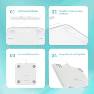Analyseur de composition corporelle numérique en verre trempé pour salle de bain avec fonction d'application, pèse-personne intelligent portable - Product Image 2