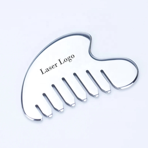 Masajeador de cabeza de acero inoxidable Gua Sha peine herramienta de elevación Facial <span class=keywords><strong>Metal</strong></span> Gua Sha masajeador de cuero cabelludo para terapia de cabeza acero Guasha - Product Image 6