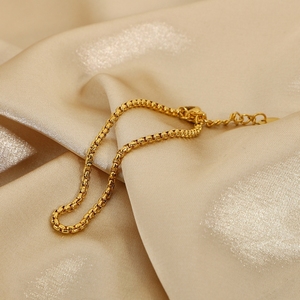 Personalizzato Impilabile Braccialetto Delle Donne In Acciaio Inox Oro di Perle A Catena Piazza Braccialetti di - Product Image 5