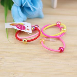 Lindo lazo para el cabello para niños, decorado con perlas de colores mezclados, alta elasticidad, uso diario, tocado - Product Image 3