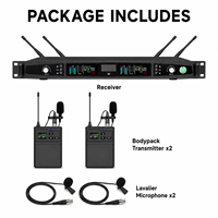 Microphone cravate sans fil double canal AT102-L, système de microphone cravate sans fil UHF True Diversity pour les conférences et salles de réunion