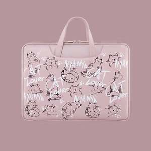 Teenager <b>Cute</b> 15'' Genuine Organic PU Vegan Leather <b>Laptop</b> Sleeve <b>Case</b> With Multi-Pocket Fashionable Design and Luggage Belt - Product Image 3