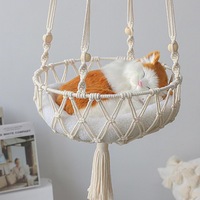 Tissé à la main écologique moderne suspendu nid de chat filet pour animaux de compagnie panier pour chat mural utilisation intérieure