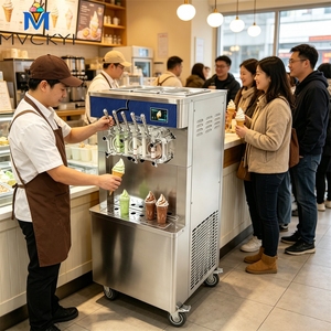 Máquina de Helado Suave de 5 Sabores con Bomba de Aire, Congelador de Yogur Helado Refrigerado por Aire, de Pie, Maquinaria de Heladería - Product Image 1