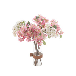 Bouquet de fleurs artificielles CallaFloral, branche de cerisier blanche, rose clair, rouge cramoisi, polyester, décoration intérieure - Product Image 5