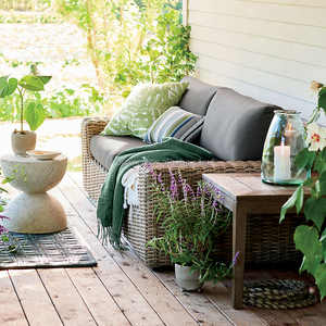 Ensemble de meubles de jardin d'extérieur de style tranquille Canapés de détente à cadre en aluminium en osier tissé à la main - Product Image 4