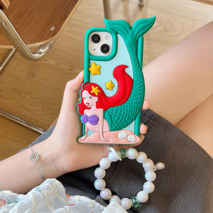 <span class=keywords><strong>Coque</strong></span> de téléphone 3D stéréoscopique <span class=keywords><strong>Ariel</strong></span> Princess avec bracelet pour IPhone 14 13 12 11 Pro Max 14 Pro Couverture arrière souple en silicone - Product Image 1