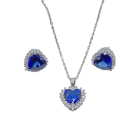 Parure bijoux cœur Colar e brincos com pingente em forma de coracao de zirconia cubica de aco inoxidavel