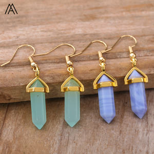 Mini pendientes de cristal para mujer, joyería Bohemia, pendiente hexagonal de doble punto de piedras preciosas, regalo de moda - Product Image 1