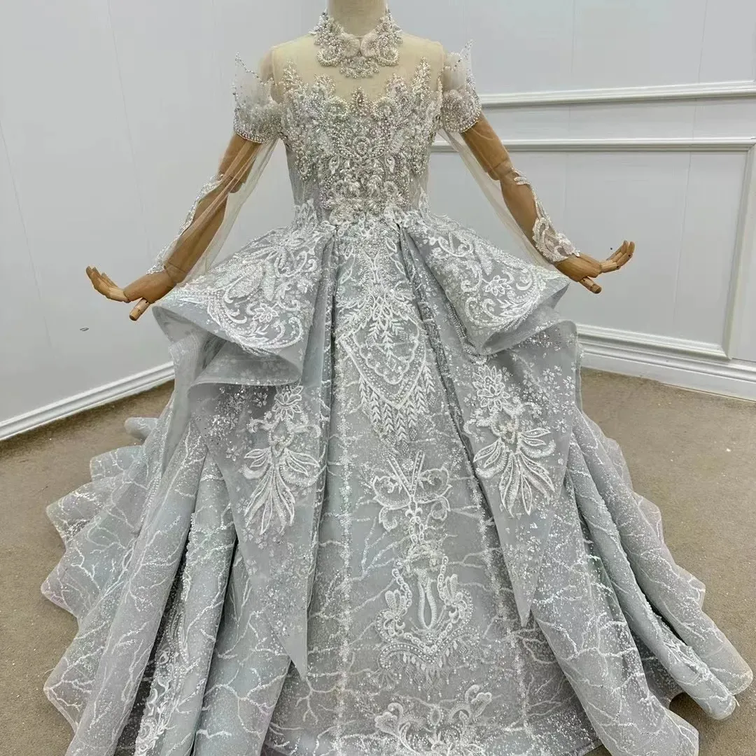 OBETTI OB0152 Vestido de festa de banquete de cristal para meninas, vestido de aniversário com contas pesadas e fantasia, 2024