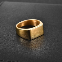 Benutzer definierte Logo Blank Classic HipHop Punk-Stil Geometric Square Einfache türkische vergoldete 925 Silber Herren Ring